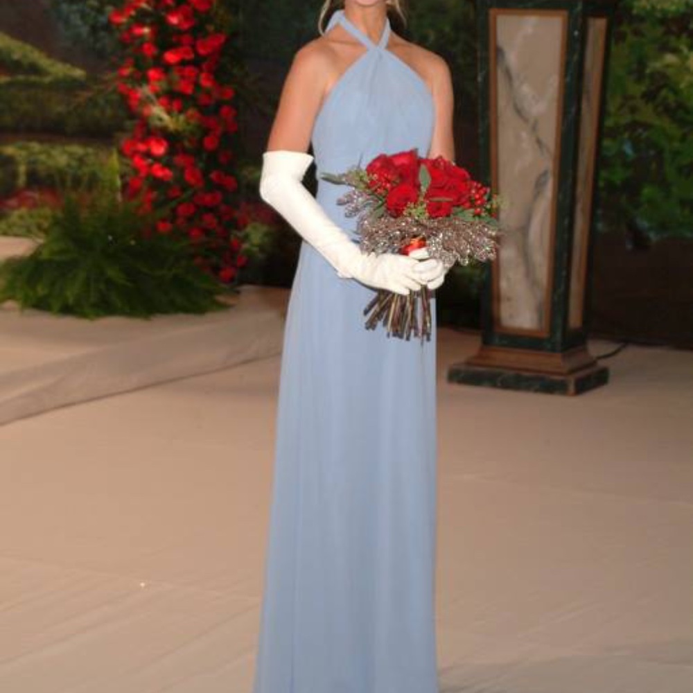 Light Blue Halter Ball Gown